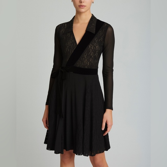 Jean paul gaultier fuzzi lace faux wrap dress - Picture 1 of 13